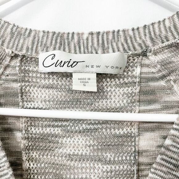 Curio New York Multicolor Tans Knit Linen Blend Cardigan Size S - Picture 5 of 6